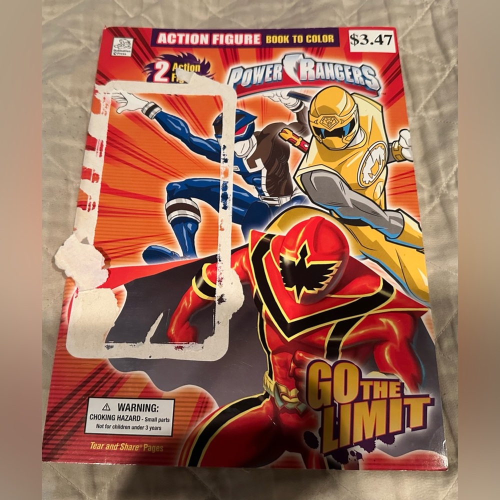 Power Ranger Action Figure Coloring Book - Red and Yellow- Some pages colored in